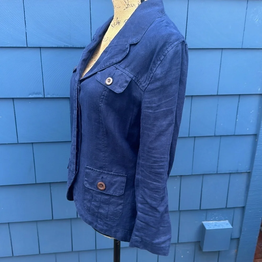 💙💙💙Vintage Merona blue linen medium blazer jacket lightweight